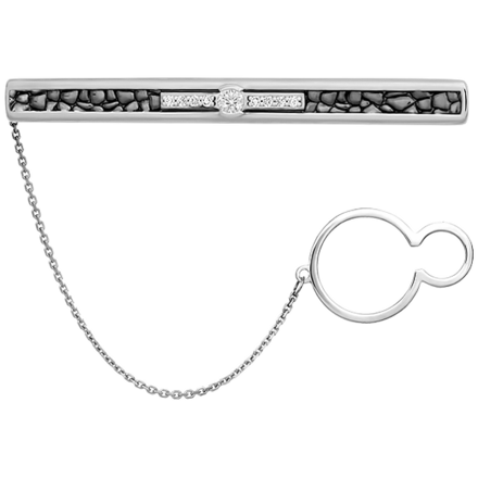 Зажим для галстука с бриллиантами, белое золото 1