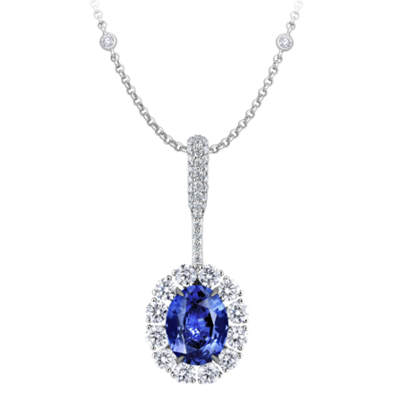 Подвес с сапфирами и бриллиантами, белое золото 2