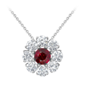 Колье с рубином и бриллиантами, белое золото