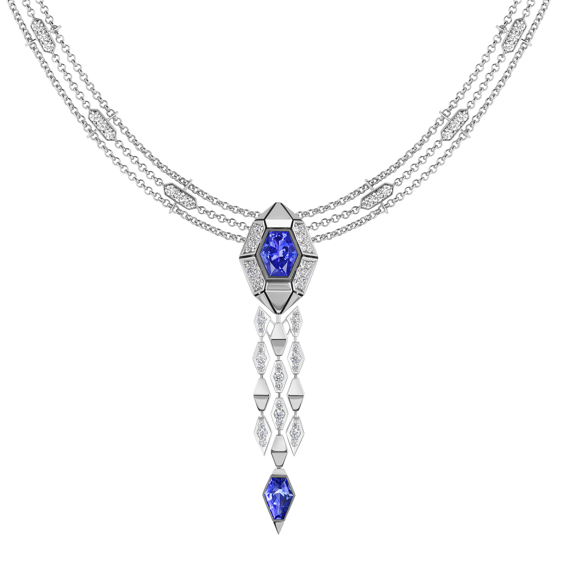 Серьги с бриллиантами и танзанитами, белое золото