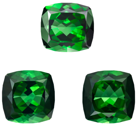 Сет из трех турмалинов верделитов, Кушон, 2-14,34ct, 1- 7,41ct 1