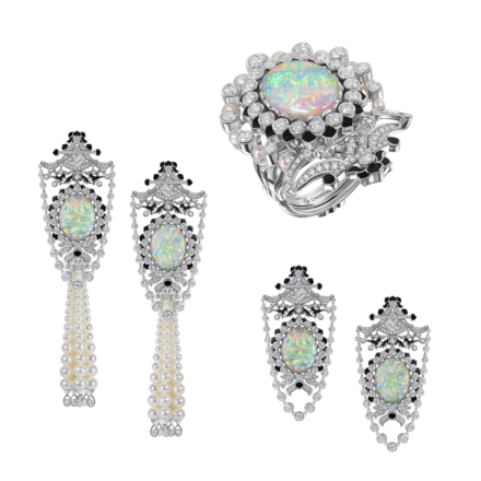 Сет с опалами, бриллиантами и жемчугом, белое золото, н.керамика 1