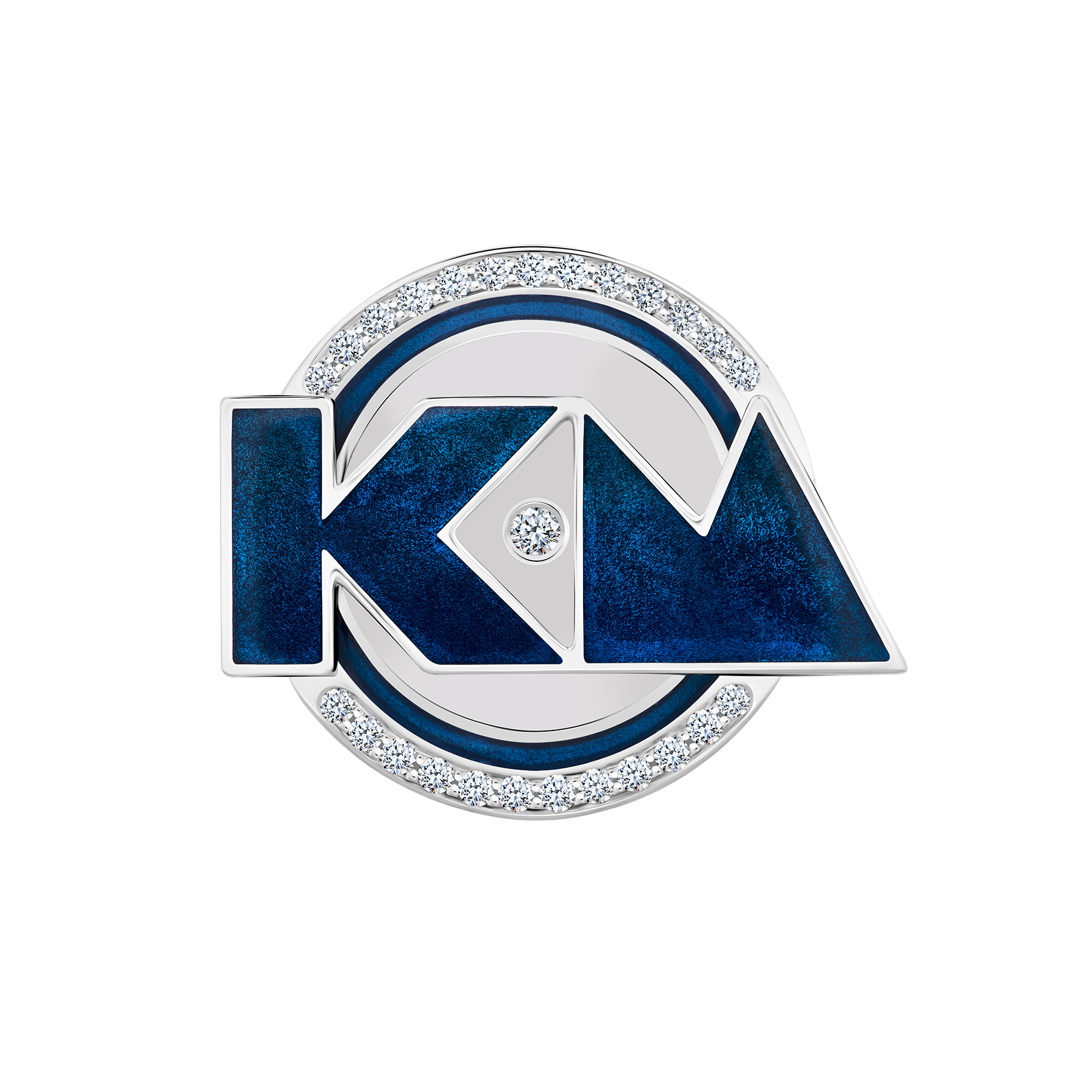 Нагрудный знак с бриллиантами, белое золото 585 пробы, н.керамика