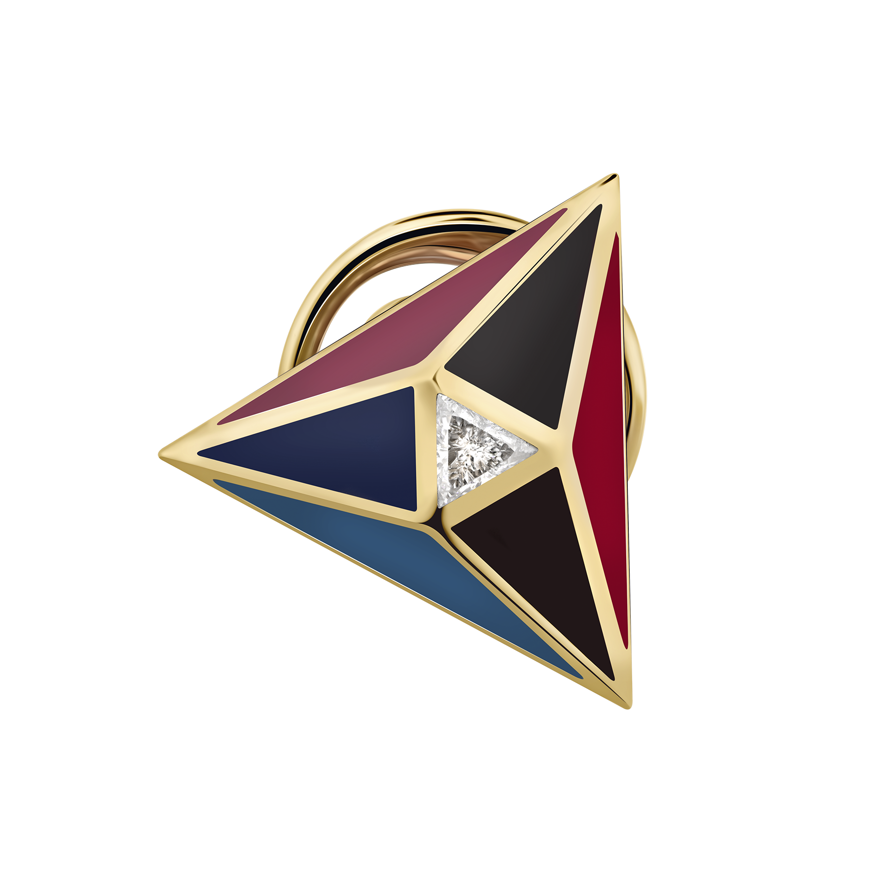 Нагрудный знак с бриллиантом, жёлтое золото 585 пробы, н.керамика