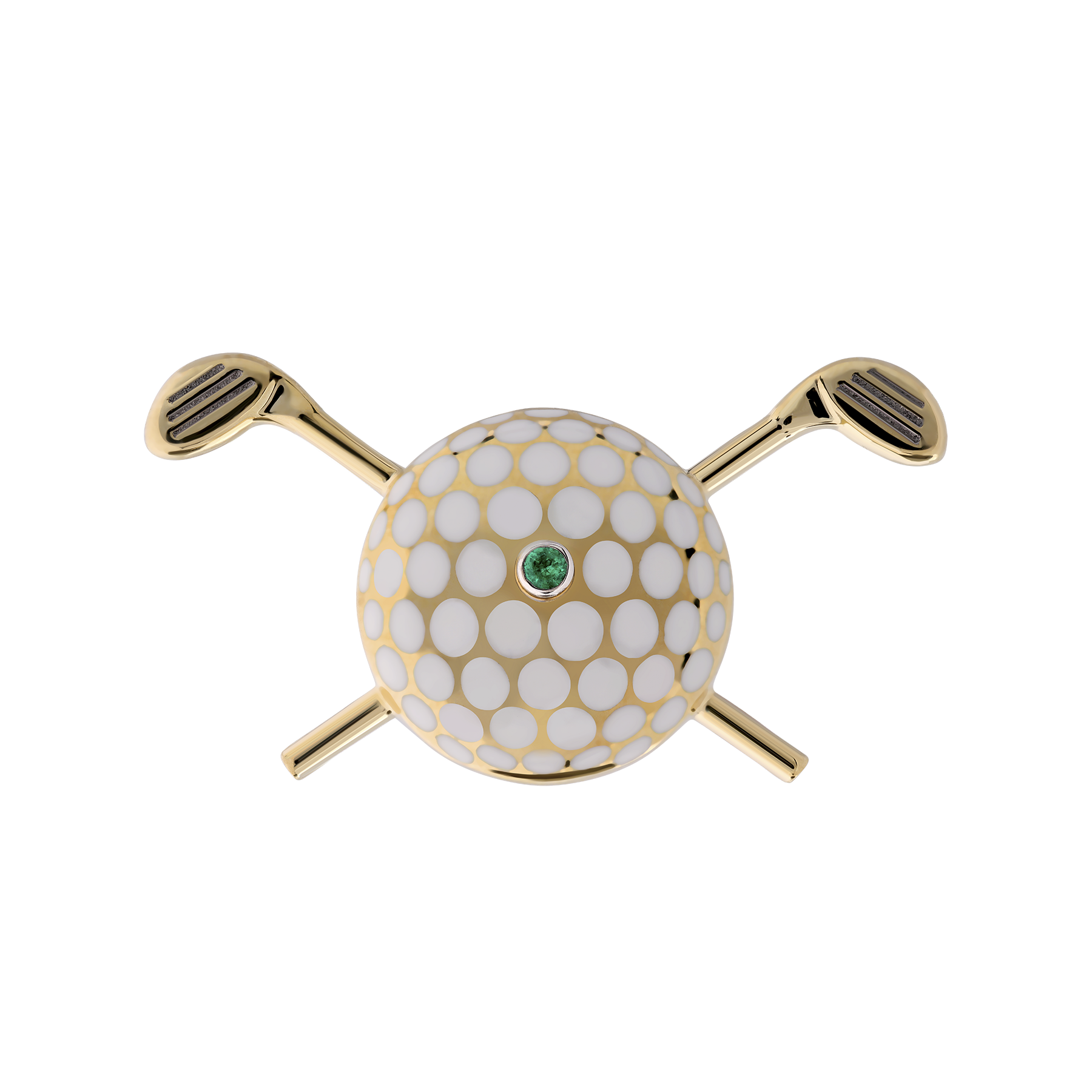 Нагрудный знак с изумрудом, жёлтое золото 585 пробы, н.керамика