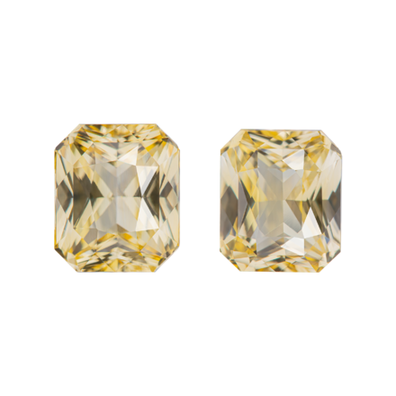 Сет из двух жёлтых сапфиров, SRI LANKA, UNHEATED, Октагон, 5,51ct/ 5,05ct 1
