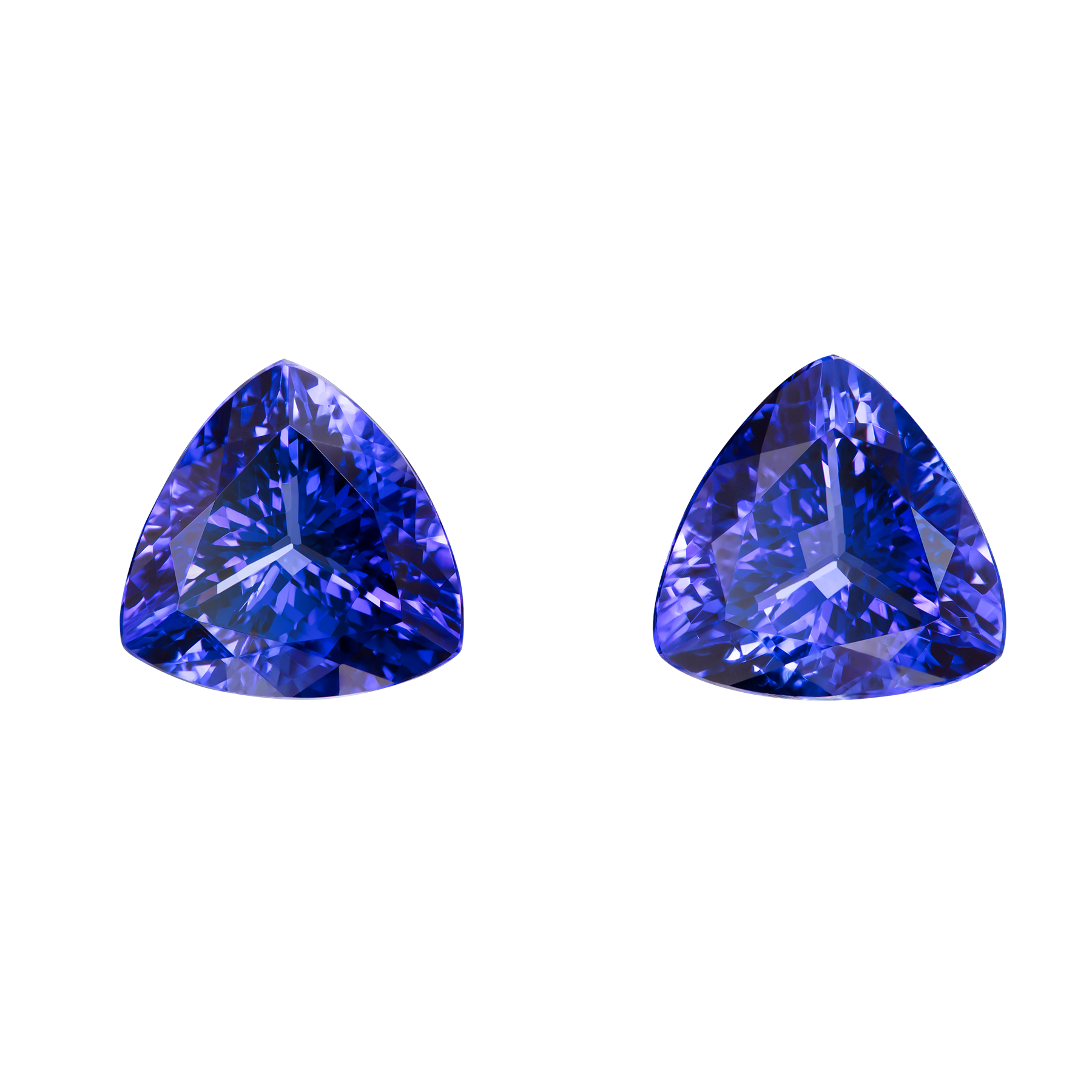 Сет из двух танзанитов, Триллион, 3,75ct и 3,87ct