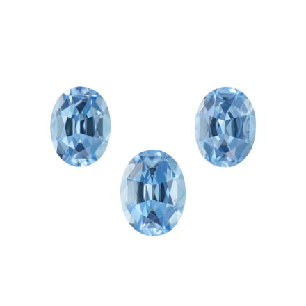 Сет из трёх аквамаринов, Овал, 2-4.87 ct/ 1-2.97 ct 1