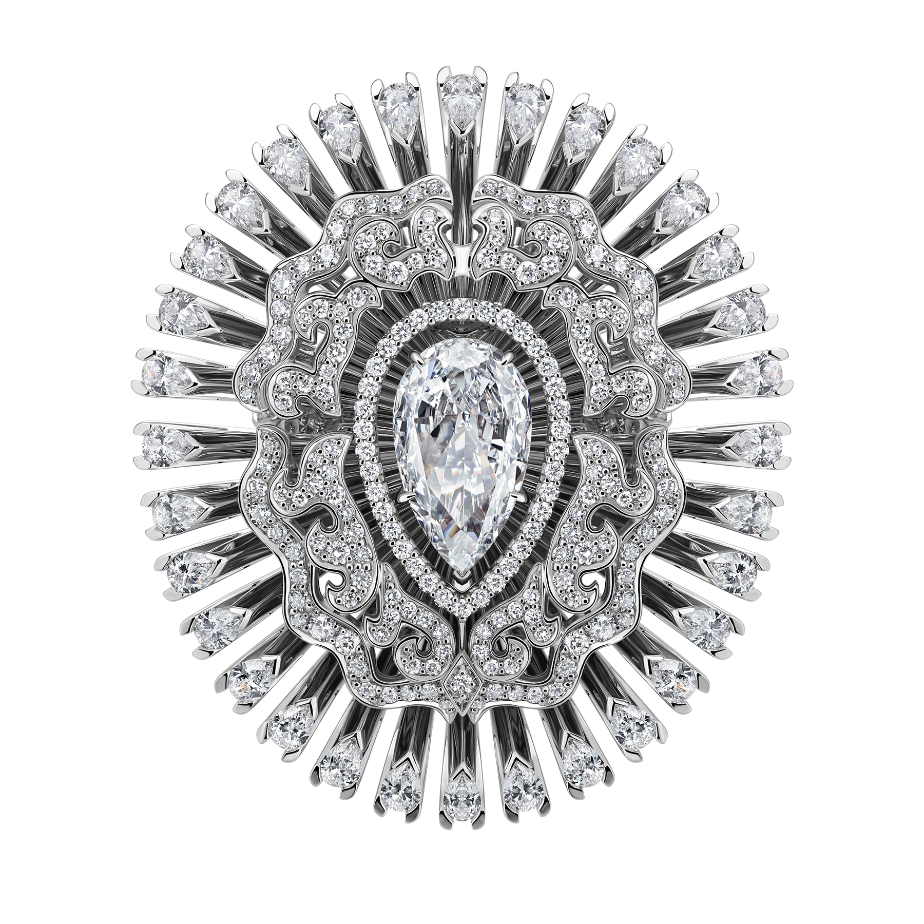 Кольцо с бриллиантами, белое золото