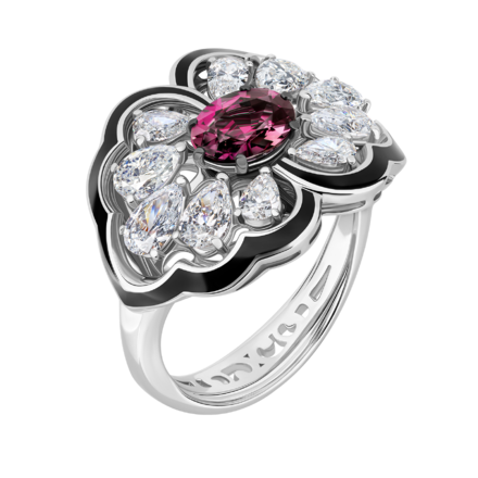 Кольцо с александритом, бриллиантами и жемчугом, белое золото, н.керамика 4