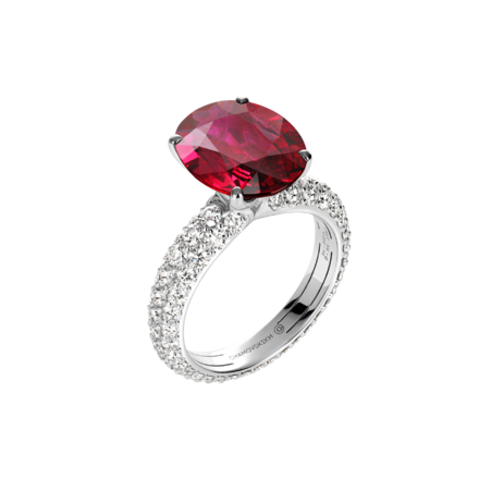 Кольцо с рубином и бриллиантами, жёлтое и белое золото 3