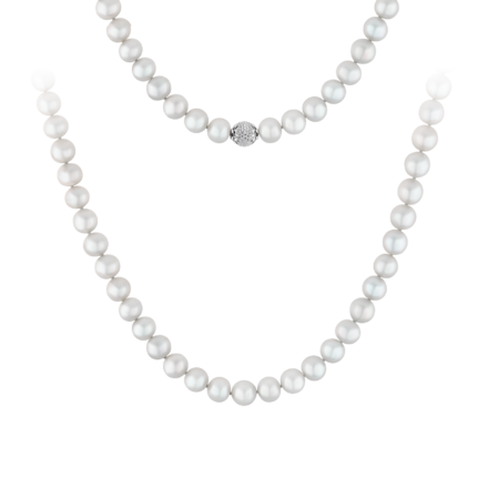 Колье с белым жемчугом и бриллиантами, белое золото 1