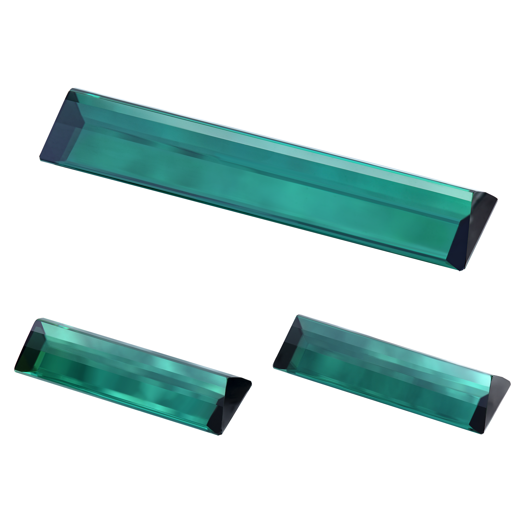 Сет из трёх Турмалинов Индиголитов, Багет, 26,85ct/ 10,56ct/ 10,38ct