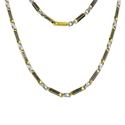 Цепь с бриллиантом, жёлтое и белое золото 1