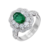 Кольцо с изумрудом и бриллиантами, белое золото