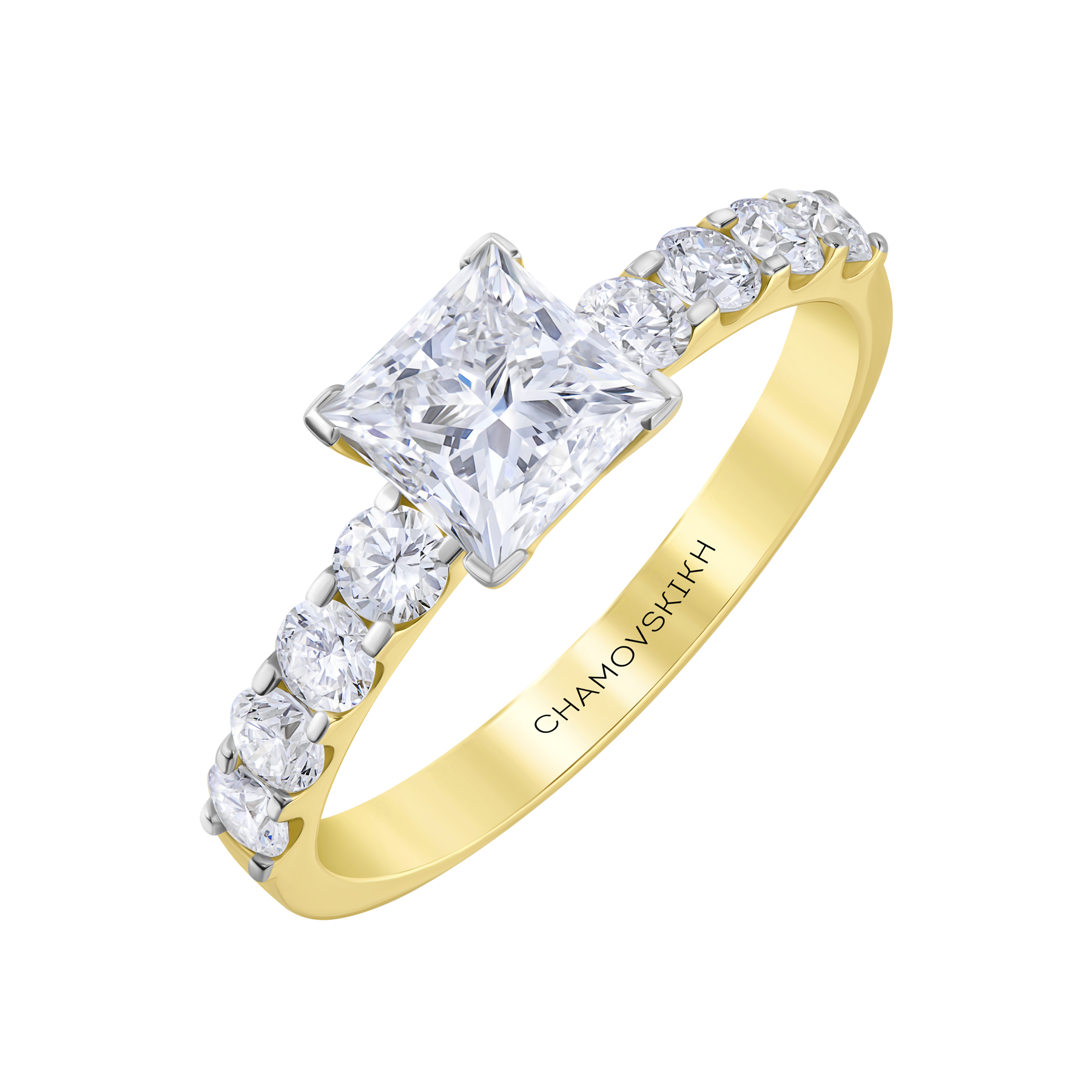 Кольцо с бриллиантами, жёлтое золото