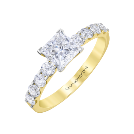 Кольцо с бриллиантами, жёлтое золото 1