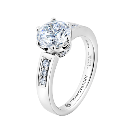 Обручальное кольцо с бриллиантами, платина 1