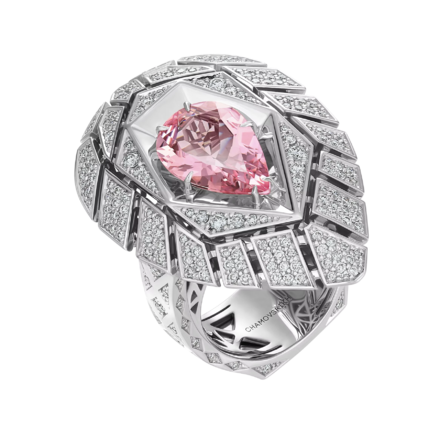 Кольцо с морганитом и бриллиантами, белое золото 1