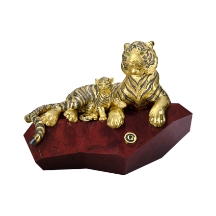 Настольная скульптура «Тигр с тигрёнком» 1