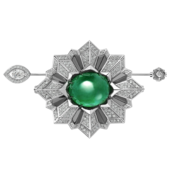 Серьги с изумрудами, бриллиантами и жемчугом, белое золото, н.керамика