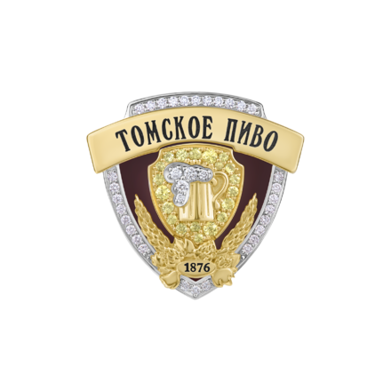 Нагрудный знак с бриллиантами и сапфирами жёлтое и белое золото, н.керамика 1