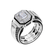 Кольцо с бриллиантами, белое золото, н. керамика