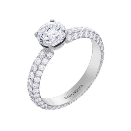 Помолвочное кольцо с бриллиантами, платина 1