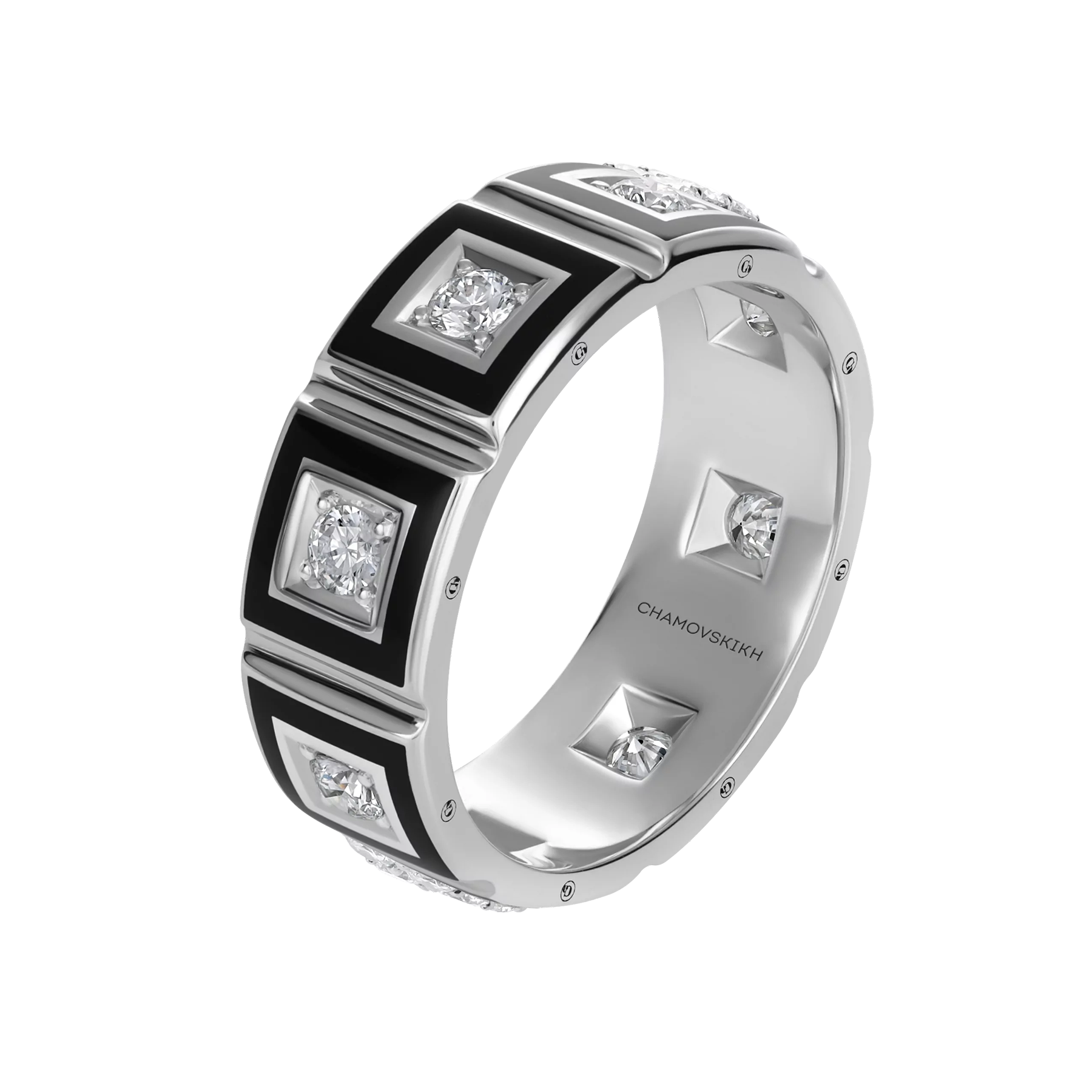 Кольцо с бриллиантами, белое золото, н.керамика