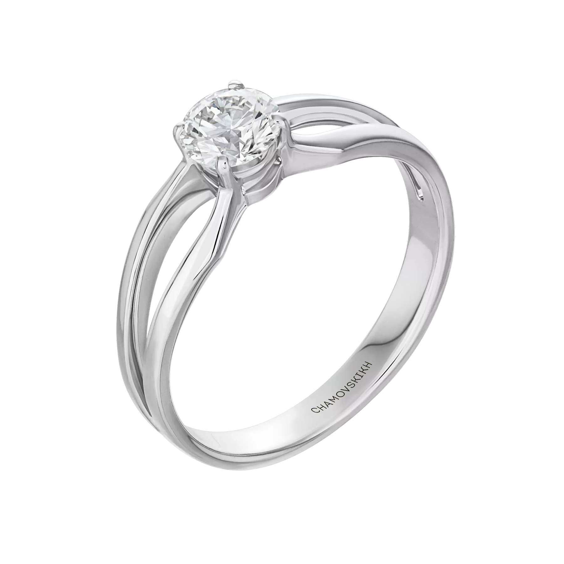 Кольцо с бриллиантом, белое золото