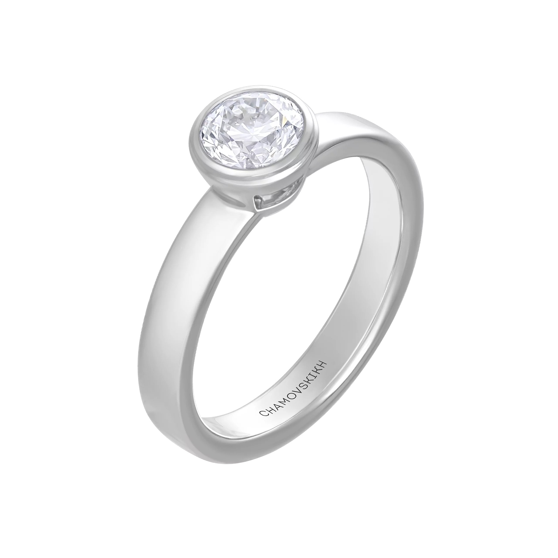 Кольцо с бриллиантом, белое золото