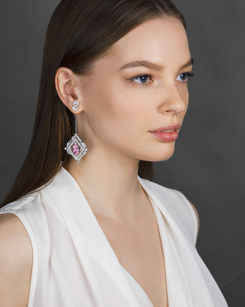 Серьги с морганитами и бриллиантами, белое золото 3