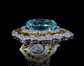 Кольцо с аквамарином и бриллиантами, белое золото