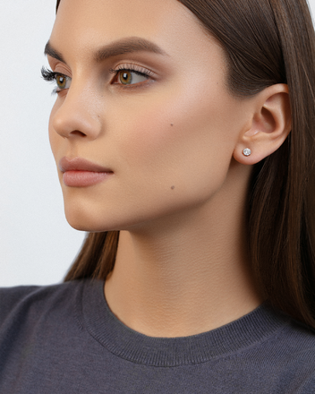 Пусеты с бриллиантами, белое золото, н.керамика 2