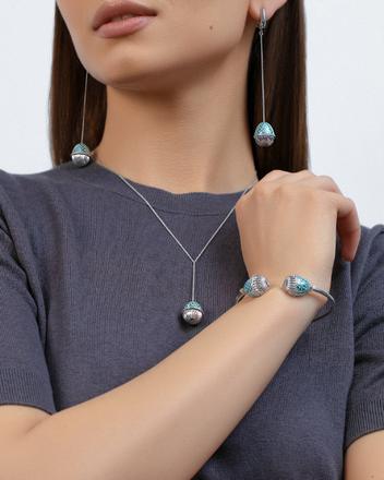 Серьги с бриллиантами, белое золото, н.керамика 4