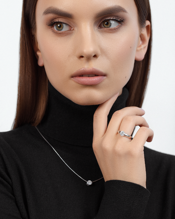 Помолвочное кольцо с бриллиантом, белое золото 2