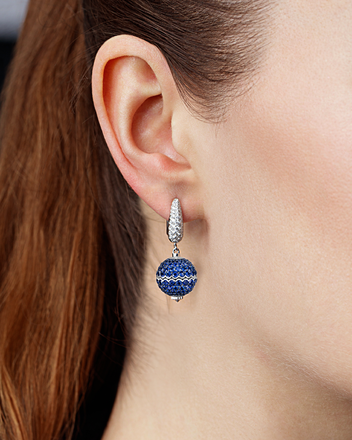 Серьги с сапфирами и бриллиантами, белое золото 4