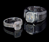 Кольцо с бриллиантами, белое золото, н. керамика