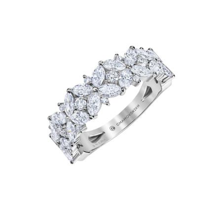 Обручальное кольцо с бриллиантами, белое золото 1