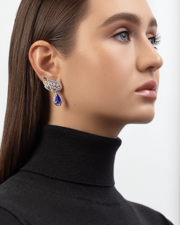 Серьги с танзанитами и бриллиантами, белое золото 2