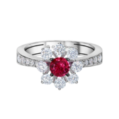 Кольцо с рубином и бриллиантами, белое золото