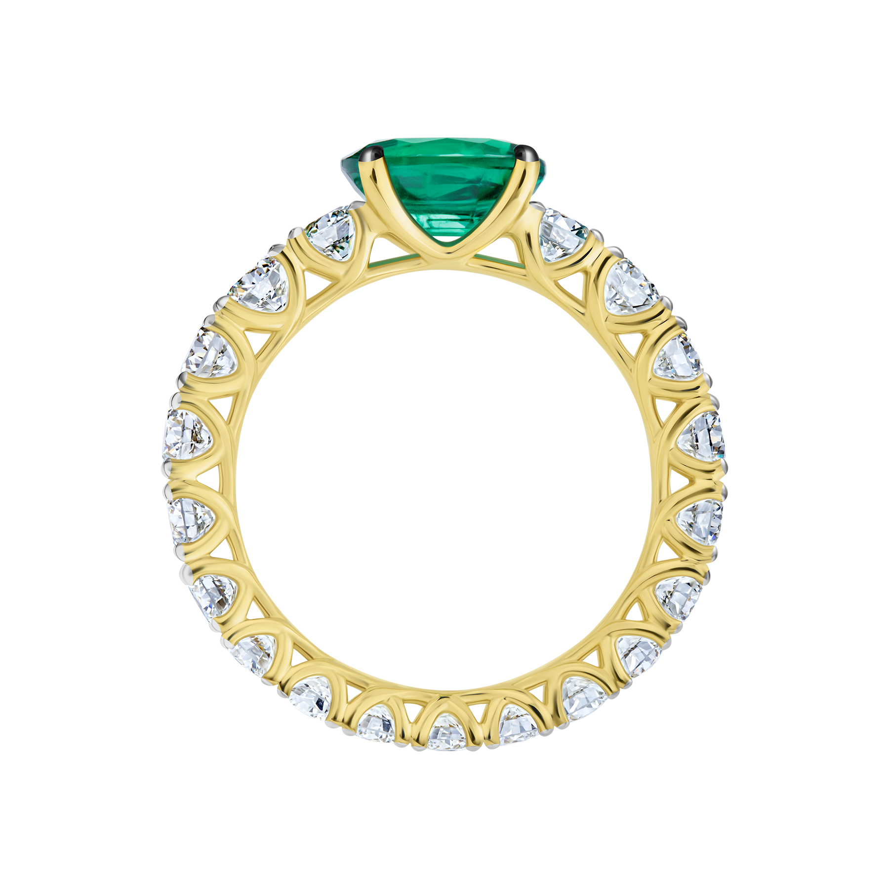 Кольцо с изумрудом и бриллиантами, желтое золото