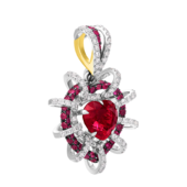 Подвес с рубинами и бриллиантами, белое и жёлтое золото