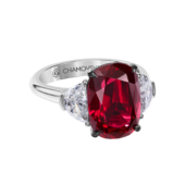 Кольцо с рубином и бриллиантами, платина