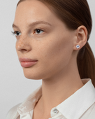 Пусеты с сапфирами и бриллиантами, белое золото