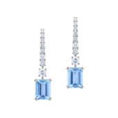 Серьги с аквамаринами и бриллиантами, белое золото