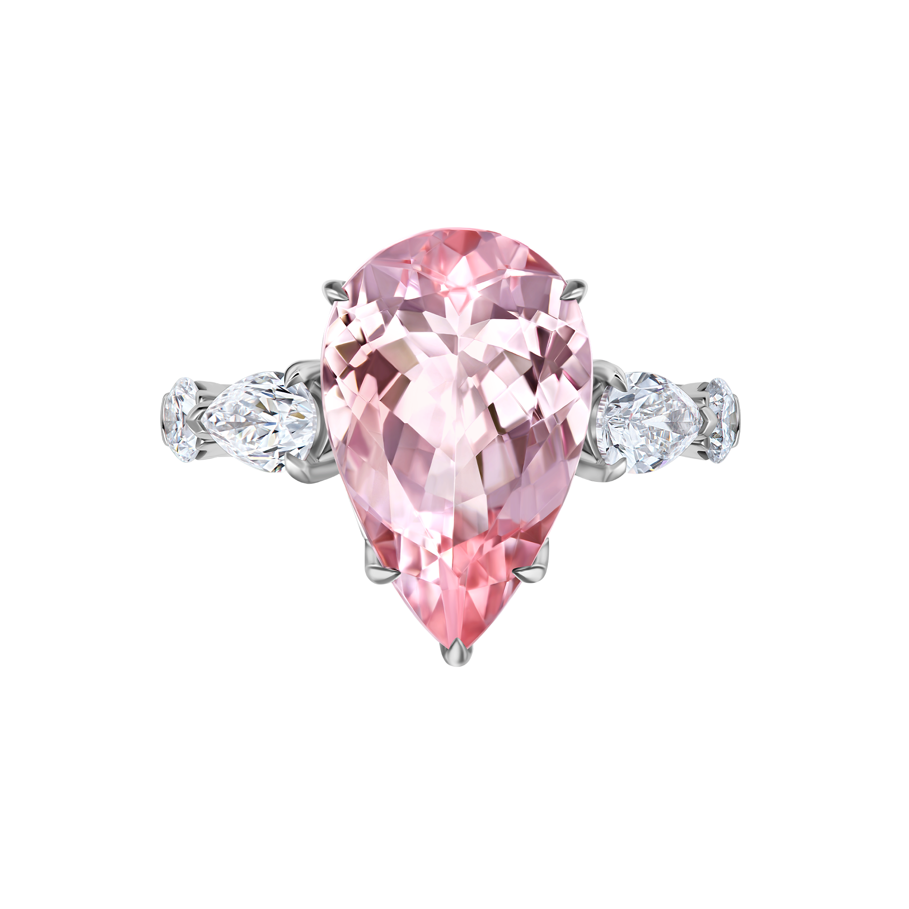 Кольцо с морганитом и бриллиантами, белое золото