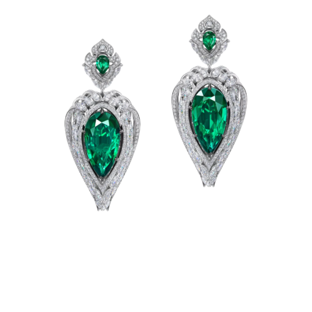Серьги с изумрудами и бриллиантами, белое золото 2