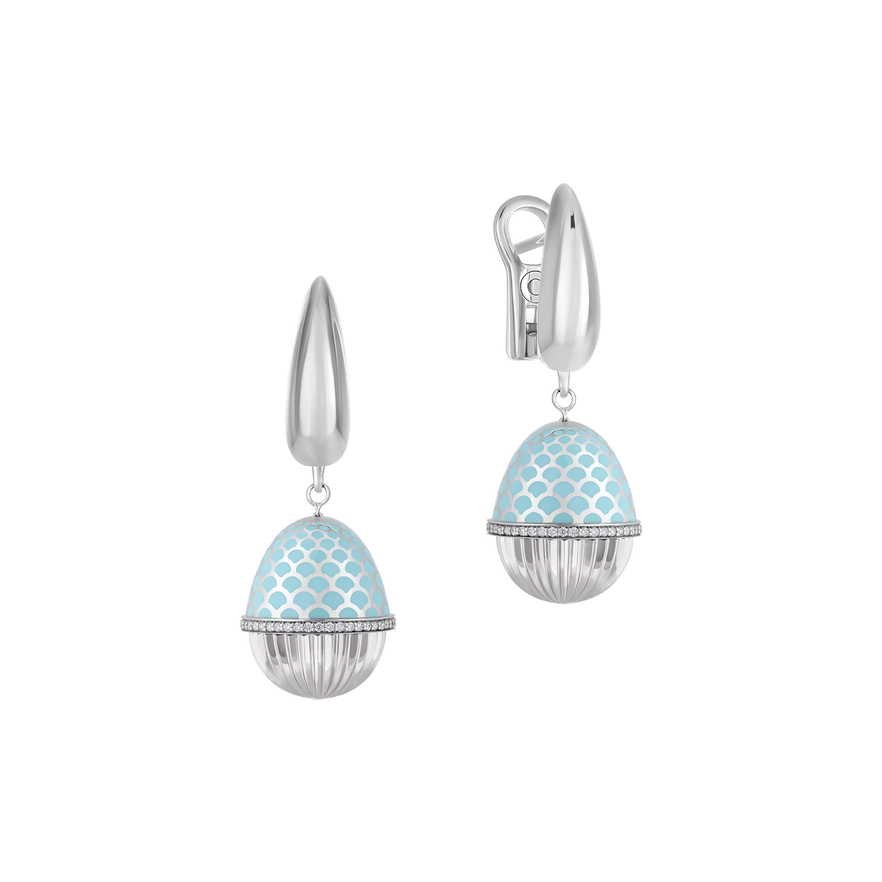 Серьги с бриллиантами, белое золото, н.керамика