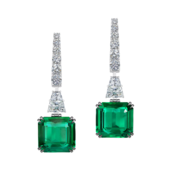 Серьги с изумрудами и бриллиантами, белое золото